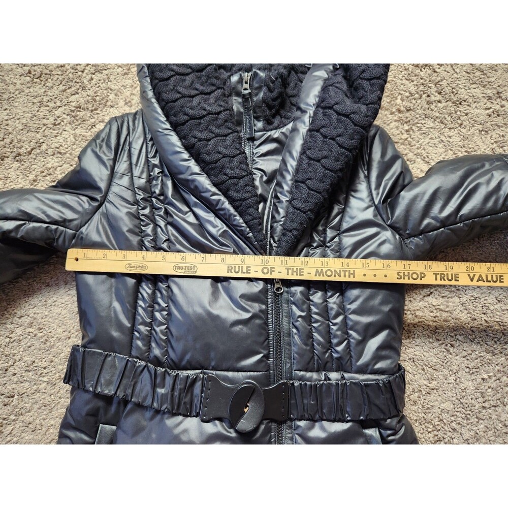 Mackage Ace Womens M Glossy Puffer Coat Jacket Parka Leather Wool Trimming - Picture 12 of 16